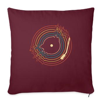 Rétro Vinyle Collectionneur de disques - Housse de coussin décorative 45 x 45 cm - bordeaux - Devant