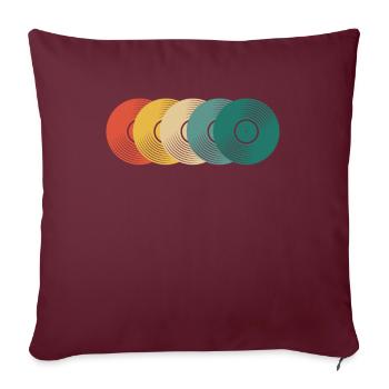 Rétro Vinyle Collectionneur de disques - Housse de coussin décorative 45 x 45 cm - bordeaux - Devant