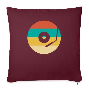 Rétro Vinyle Collectionneur de disques - Housse de coussin décorative 45 x 45 cm - bordeaux - Devant