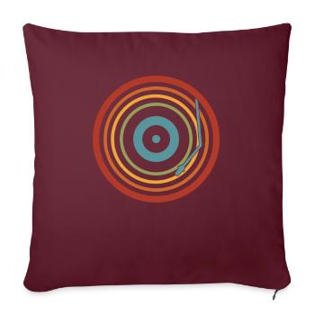 Rétro Vinyle Collectionneur de disques - Housse de coussin décorative 45 x 45 cm - bordeaux - Devant