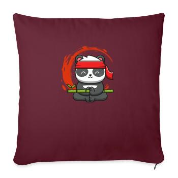 Panda méditant ours bambou yoga - Housse de coussin décorative 45 x 45 cm - bordeaux - Devant