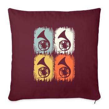 Retro Blaskapelle Waldhorn & Hornist - Sofakissenbezug 45 x 45 cm - Burgunderrot - Vorne