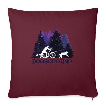 Retro Dogscooting, Hors-piste avec chien dans la nature - Housse de coussin décorative 45 x 45 cm - bordeaux - Devant