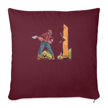 Bûcheron forestier boisé - Housse de coussin décorative 45 x 45 cm - bordeaux - Devant