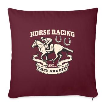 Courses de chevaux, le jockey et son cheval de course - Housse de coussin décorative 45 x 45 cm - bordeaux - Devant