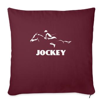 Courses de chevaux, le jockey et son cheval de course - Housse de coussin décorative 45 x 45 cm - bordeaux - Devant