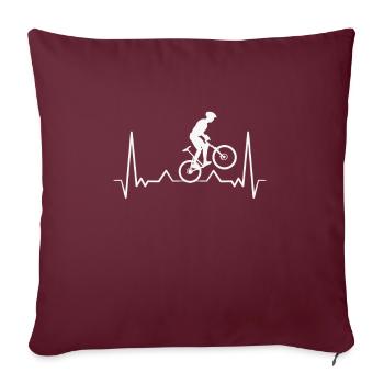 J’adore le vélo électrique, E-VTT, battement de cœur - Housse de coussin décorative 45 x 45 cm - bordeaux - Devant