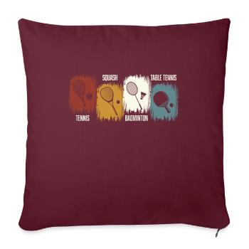 Racketlon, sport de tournois avec 4 disciplines - Housse de coussin décorative 45 x 45 cm - bordeaux - Devant