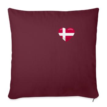 Danemark Coeur Drapeau danois Danmark Denmark - Housse de coussin décorative 45 x 45 cm - bordeaux - Devant