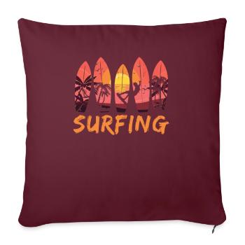 Surfeurs surfeurs - Housse de coussin décorative 45 x 45 cm - bordeaux - Devant