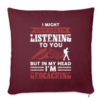 geocaching rigolo - Housse de coussin décorative 45 x 45 cm - bordeaux - Devant