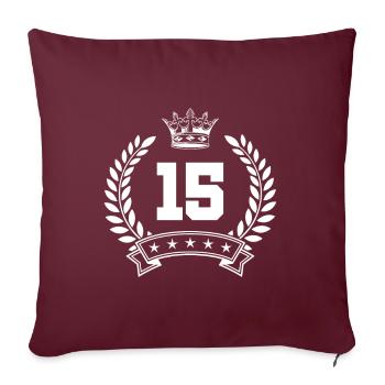 15 ans de couronne de symbole - Housse de coussin décorative 45 x 45 cm - bordeaux - Devant