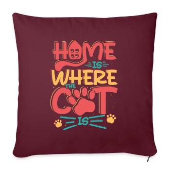 LA MAISON EST L’ENDROIT OÙ SE TROUVE MON CHAT - Housse de coussin décorative 45 x 45 cm - bordeaux - Devant