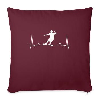 Longboard Downhill Rythme cardiaque - Housse de coussin décorative 45 x 45 cm - bordeaux - Devant