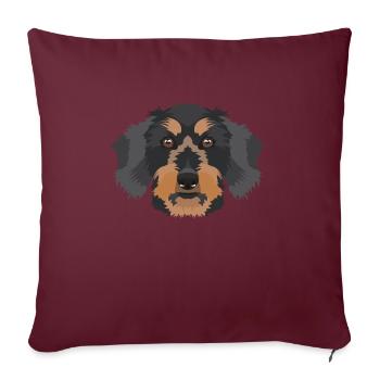 Teckel aux cheveux rugueux souriants - Housse de coussin décorative 45 x 45 cm - bordeaux - Devant