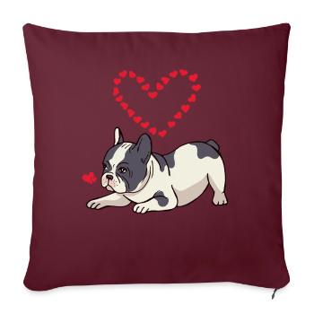 Français Bulldog Mama Frenchie Cher Chien - Housse de coussin décorative 45 x 45 cm - bordeaux - Devant