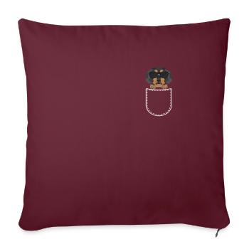 Teckel aux cheveux rugueux dans la poche thoracique - Housse de coussin décorative 45 x 45 cm - bordeaux - Devant