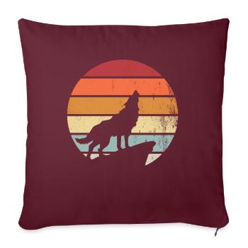 Retro Wölfe Wolf Geschenk Geschenkidee - Sofakissenbezug 45 x 45 cm - Burgunderrot - Vorne