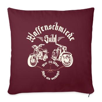Simson - Waffenschmiede Suhl - Ostalgie - DDR - Sofakissenbezug 45 x 45 cm - Burgunderrot - Vorne