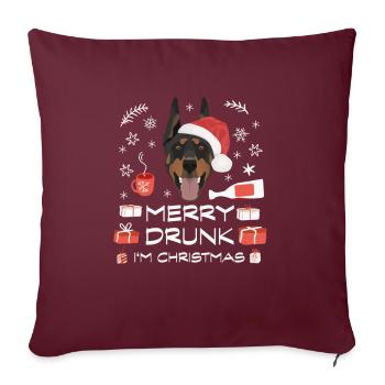 Doberman ivre - Housse de coussin décorative 45 x 45 cm - bordeaux - Devant