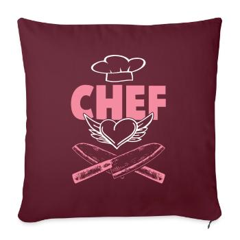 chef cuisinier - Housse de coussin décorative 45 x 45 cm - bordeaux - Devant