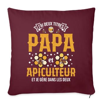 Papa Apiculteur Homme Abeilles Abeille Apiculture - Housse de coussin décorative 45 x 45 cm - bordeaux - Devant