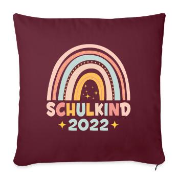 Bunter Regenbogen Schulkind 2022 - Sofakissenbezug 45 x 45 cm - Burgunderrot - Vorne