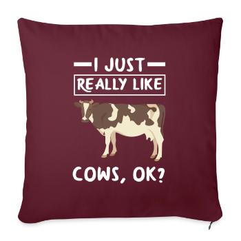 Drôle de vache vache cadeau - Housse de coussin décorative 45 x 45 cm - bordeaux - Devant