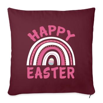 Joyeuses Pâques Femmes Filles Mignon Oeuf de Pâques Arc-en-ciel - Housse de coussin décorative 45 x 45 cm - bordeaux - Devant