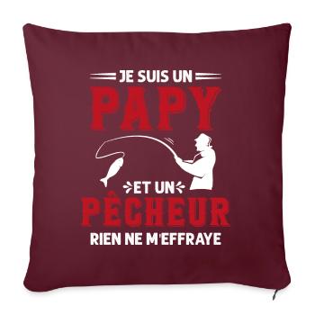 Papy Pêcheur Humour Fête des Grands Pères Noël - Housse de coussin décorative 45 x 45 cm - bordeaux - Devant