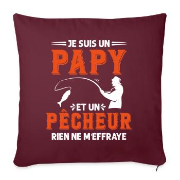 Papy Pêcheur Humour Fête des Grands Pères Noël - Housse de coussin décorative 45 x 45 cm - bordeaux - Devant