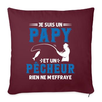 Papy Pêcheur Humour Fête des Grands Pères Noël - Housse de coussin décorative 45 x 45 cm - bordeaux - Devant