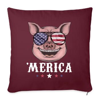 Pig Merica 4th of July American Flag USA - Sofakissenbezug 45 x 45 cm - Burgunderrot - Vorne