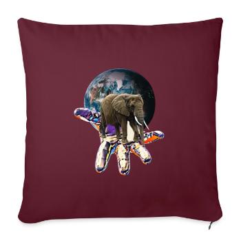 Éléphant - Housse de coussin décorative 45 x 45 cm - bordeaux - Devant