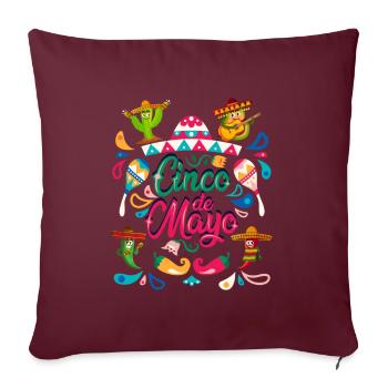 Joyeux Cinco De Mayo Fiesta mexicaine - Housse de coussin décorative 45 x 45 cm - bordeaux - Devant