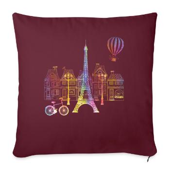 Tour Eiffel Love France Femmes Paris - Housse de coussin décorative 45 x 45 cm - bordeaux - Devant