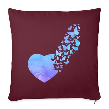 Butterfly Heart Mignon Aquarelle - Housse de coussin décorative 45 x 45 cm - bordeaux - Devant
