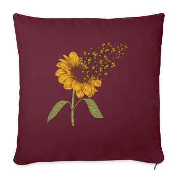 Tournesol Papillon Femmes Filles - Housse de coussin décorative 45 x 45 cm - bordeaux - Devant