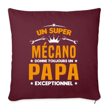Mécano papa cadeau drôle fête des pères garagiste - Housse de coussin décorative 45 x 45 cm - bordeaux - Devant