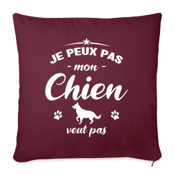 je peux pas mon chien veut pas - Housse de coussin décorative 45 x 45 cm - bordeaux - Devant