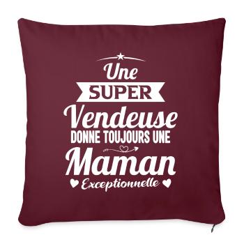 Vendeuse Future Maman Cadeau Drôle Annonce Mère - Housse de coussin décorative 45 x 45 cm - bordeaux - Devant