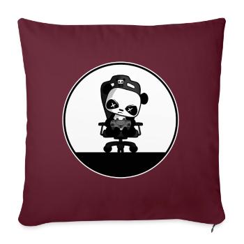 Süßer Gaming Panda, PEW PEW, Nerd, Gamer, Zocken - Sofakissenbezug 45 x 45 cm - Burgunderrot - Vorne