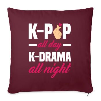 K-Pop K-Drama Musique pop coréenne - Housse de coussin décorative 45 x 45 cm - bordeaux - Devant