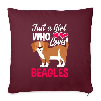 Drôle Beagle Cadeau Beagle Fille - Housse de coussin décorative 45 x 45 cm - bordeaux - Devant
