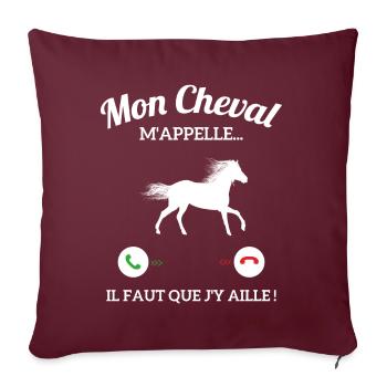 Mon Cheval M'appelle Il Faut Que J'y Aille - Housse de coussin décorative 45 x 45 cm - bordeaux - Devant