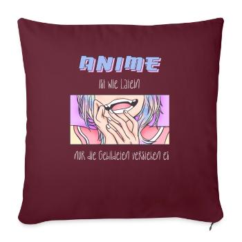 Anime est comme Latin I Creepy Cute Anime Girl - Housse de coussin décorative 45 x 45 cm - bordeaux - Devant