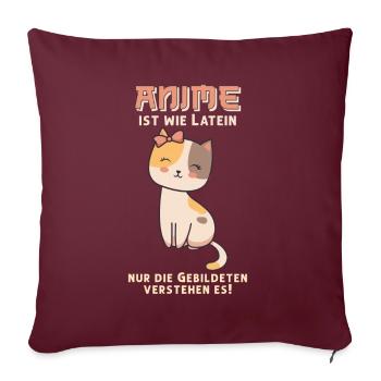 Anime est comme Latin I Cute Anime Neko Cat - Housse de coussin décorative 45 x 45 cm - bordeaux - Devant