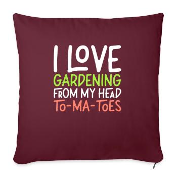 J’adore jardiner de la tête aux pieds je jardine - Housse de coussin décorative 45 x 45 cm - bordeaux - Devant