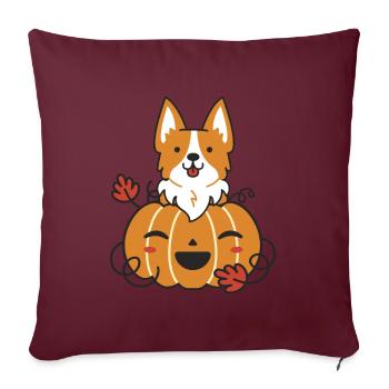 Halloween Corgi Citrouille Citrouille Chien - Housse de coussin décorative 45 x 45 cm - bordeaux - Devant