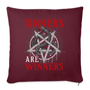 Les pécheurs sont gagnants I Serpent pentagramme satanique - Housse de coussin décorative 45 x 45 cm - bordeaux - Devant